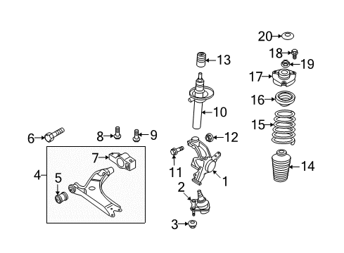 2009 Audi TT Quattro Front Suspension Components Diagram 2