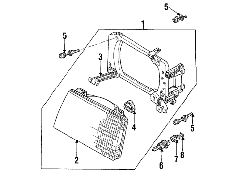 1984 Audi 5000 Headlamp Components Diagram 2