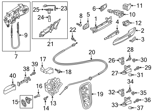 2025 Audi Q5 Front Door - Lock & Hardware Diagram