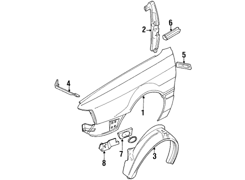 1991 Audi Coupe Quattro Exterior Trim - Fender Diagram