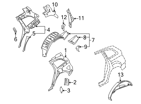 2007 Audi Q7 Inner Structure - Quarter Panel Diagram