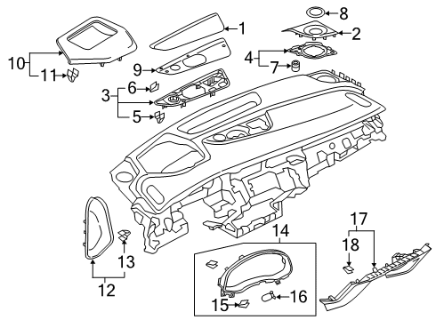 2023 Audi RS Q8 Instrument Panel Components Diagram 3