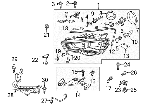 2013 Audi A4 Headlamp Components Diagram 3
