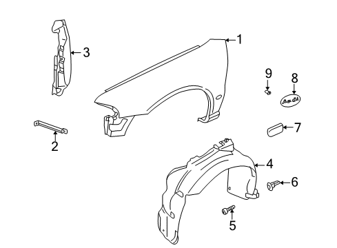 1996 Audi A4 Exterior Trim - Fender Diagram
