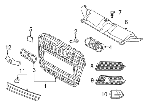 2016 Audi A6 Grille & Components Diagram 3
