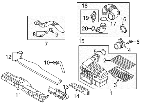 2015 Audi A3 Air Cleaner Assembly Diagram for 5Q0-129-607-BA