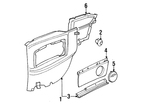 1994 Audi Cabriolet Interior Trim - Quarter Panels Diagram