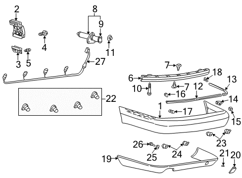 1999 Audi A8 Bumper & Components - Rear Diagram