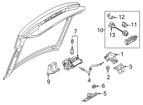 2019 Audi S5 Sportback Lift Gate - Lock & Hardware Diagram