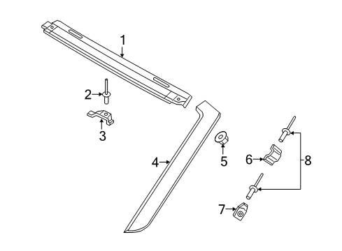 2019 Audi A3 Upper Molding Clip Diagram for 8F0-853-150-C