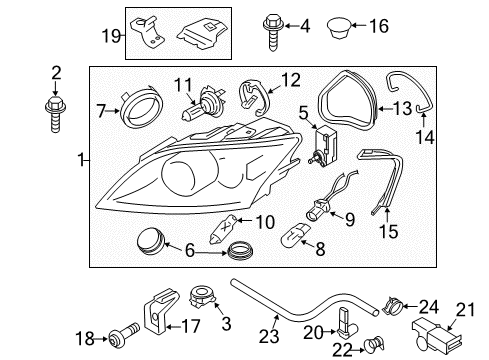 2009 Audi TT Headlamp Components Diagram 3
