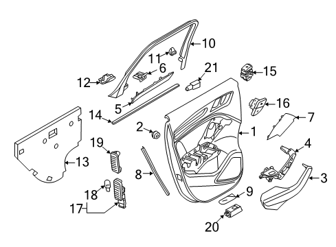 2016 Audi A3 Sportback e-tron Interior Trim - Rear Door Diagram