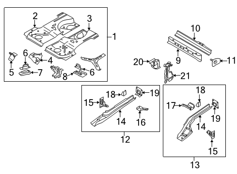 2007 Audi A3 Rear Floor & Rails Diagram 2