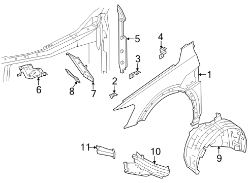 2024 Audi SQ8 e-tron Fender & Components Diagram 3