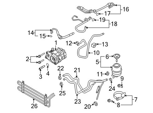 2009 Audi S5 Power Steering Pump Diagram for 8K0-145-156-M