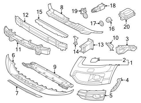 2014 Audi Q5 Bumper Cover Diagram for 8R0-807-108-L-GRU