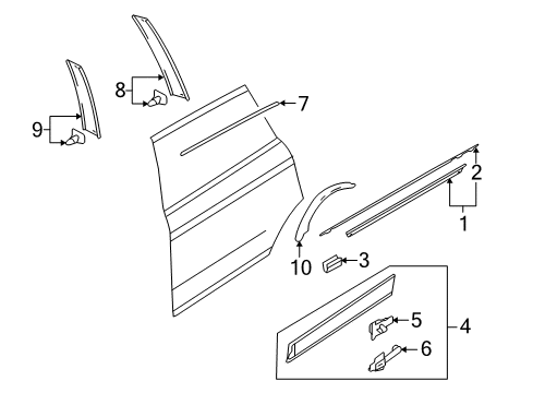 2007 Audi Q7 Exterior Trim - Rear Door Diagram
