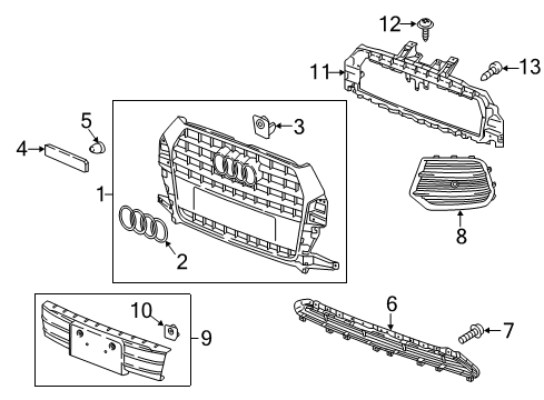 2016 Audi Q3 Quattro Outer Grille Diagram for 8U0-807-681-Q-4U8