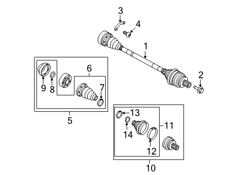 2011 Audi R8 Drive Axles - Front Diagram