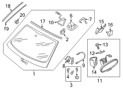 2020 Audi S7 Sportback Glass - Windshield Diagram