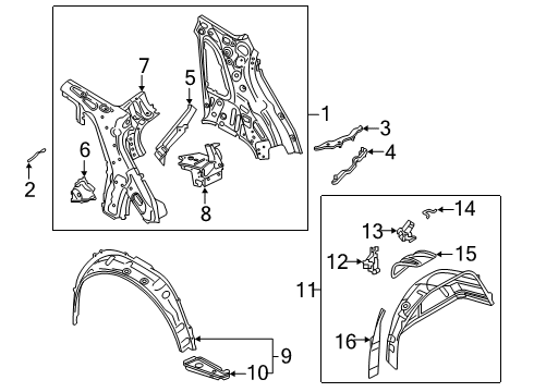2019 Audi Q3 Inner Structure - Quarter Panel Diagram