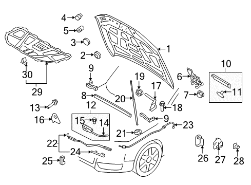 2015 Audi SQ5 Hood & Components Diagram