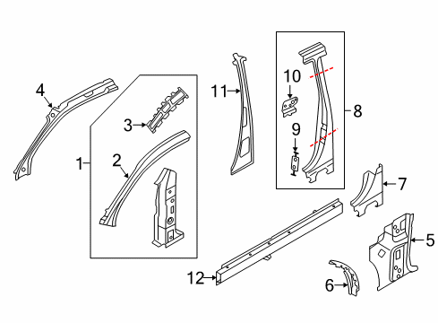 2012 Audi S5 Hinge Pillar Diagram 2