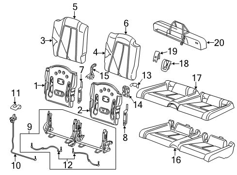 2017 Audi TTS Quattro Rear Seat Components Diagram
