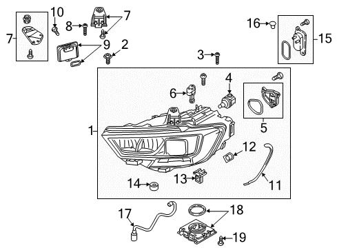 2018 Audi S3 Headlamp Components Diagram 2