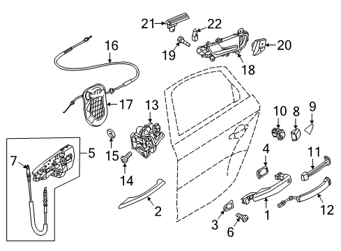2015 Audi SQ5 Handles, Locks & Rods Diagram