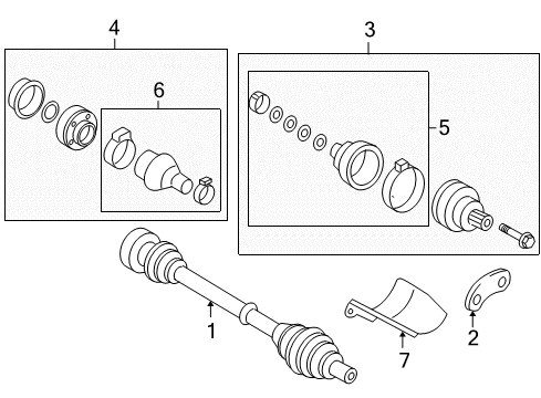 2008 Audi A3 Quattro Drive Axles - Front Diagram
