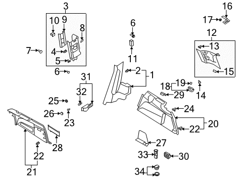 2008 Audi Q7 Interior Trim - Quarter Panels Diagram