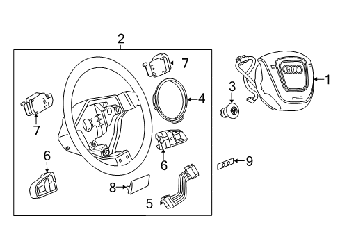 2013 Audi A5 Steering Wheel & Trim Diagram