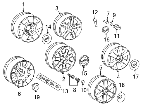 2005 Audi A4 Quattro Wheel Covers & Trim Diagram 3