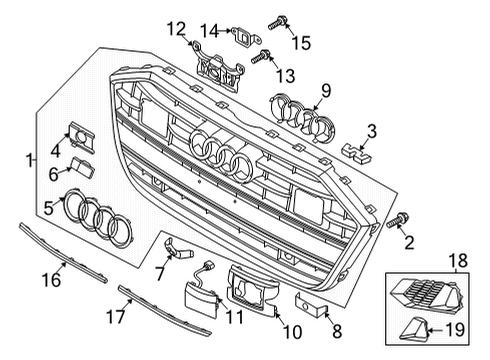 2022 Audi S7 Sportback Outer Grille Diagram for 4K8-807-648-D-3FZ