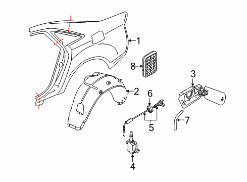 2010 Audi A8 Quattro Quarter Panel & Components Diagram