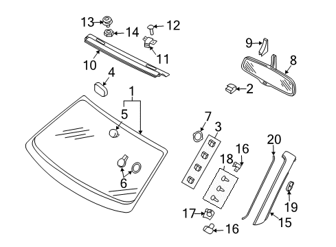 2008 Audi S4 Glass - Windshield Diagram 2
