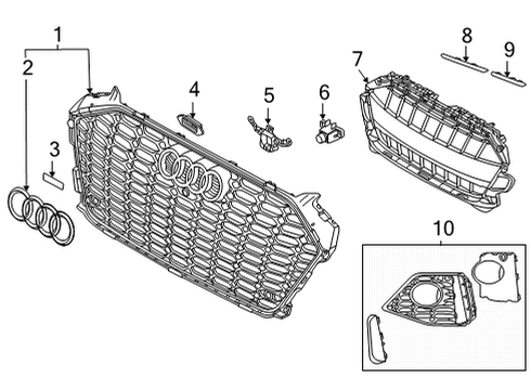 2025 Audi RS5 Sportback Grille & Components Diagram
