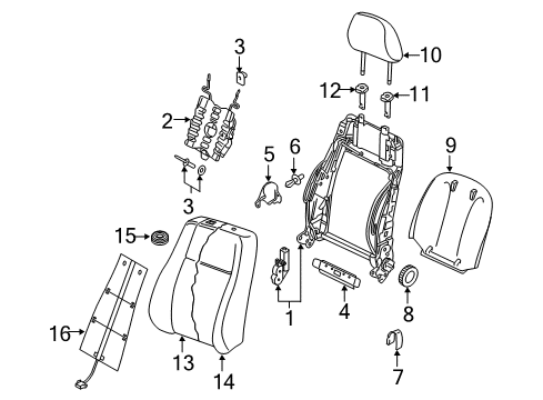 2015 Audi S3 Front Seat Components Diagram 4
