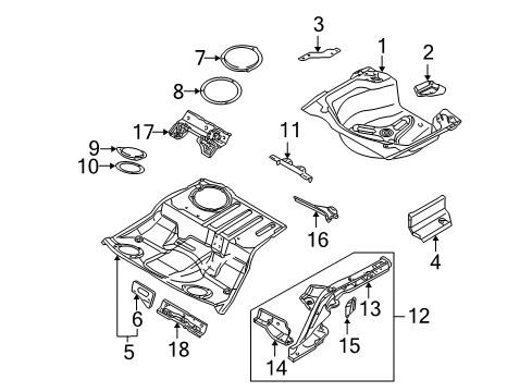 2005 Audi S4 Rear Floor & Rails Diagram 5