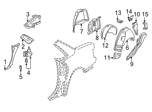 2001 Audi S8 Inner Structure - Quarter Panel Diagram