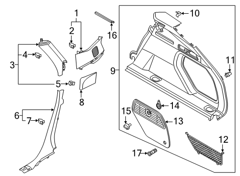 2021 Audi e-tron Quattro Rear Pillar Trim Diagram for 4KE-867-246-3GX
