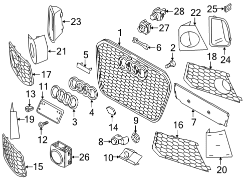 2015 Audi RS7 Grille & Components Diagram