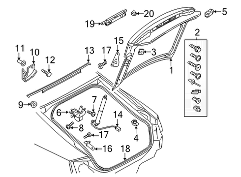 2025 Audi RS5 Sportback Gate & Hardware Diagram