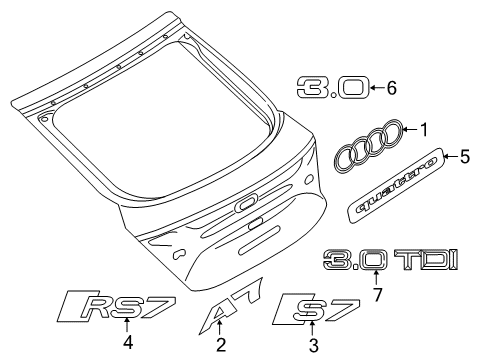2016 Audi A7 Quattro Exterior Trim - Lift Gate Diagram