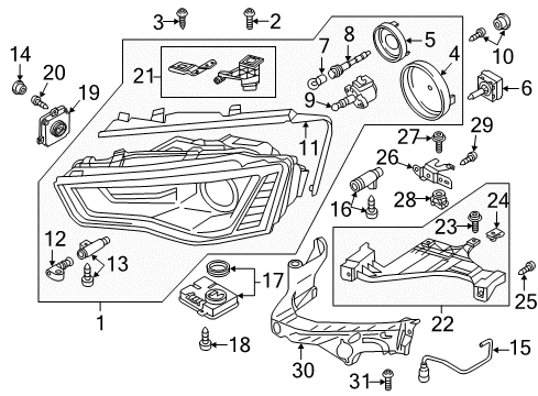 2017 Audi S5 Headlamp Components Diagram 4