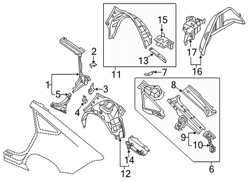 2022 Audi RS7 Sportback Inner Structure - Quarter Panel Diagram