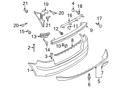 2006 Audi A3 Quattro Bumper & Components - Rear Diagram