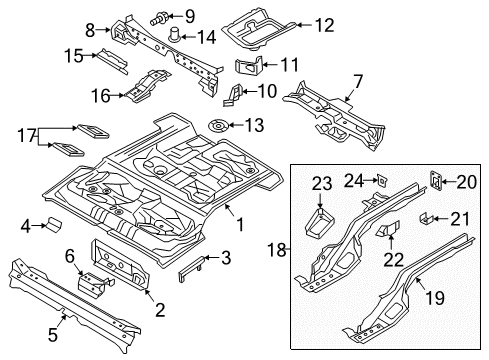 2018 Audi TT Quattro Rear Floor & Rails Diagram 2