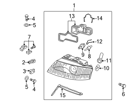 1998 Audi A6 Headlamp Components Diagram 3